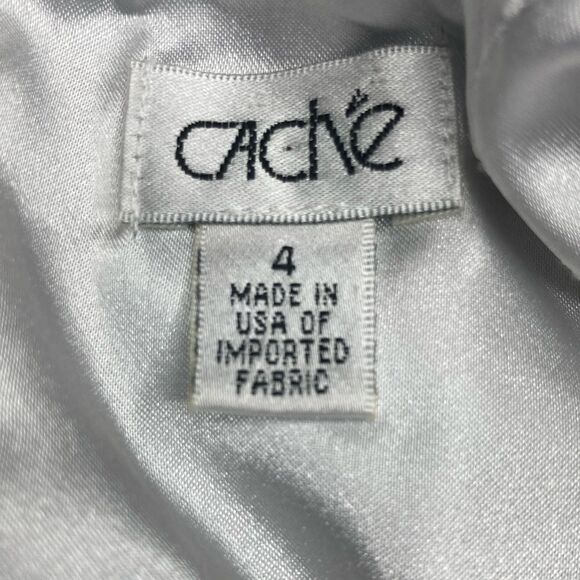 CACHE 4 Strapless Fully Lined 100% Silk Dress Blue/Blk/Wht Floral Cocktail Party - Picture 2 of 9